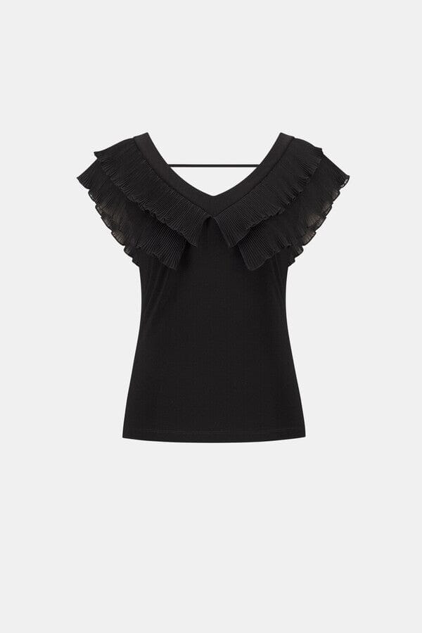 Sleeveless V-Neck Pleated Ruffle Top MISSY TOP SPECIAL JOSEPH RIBKOFF 