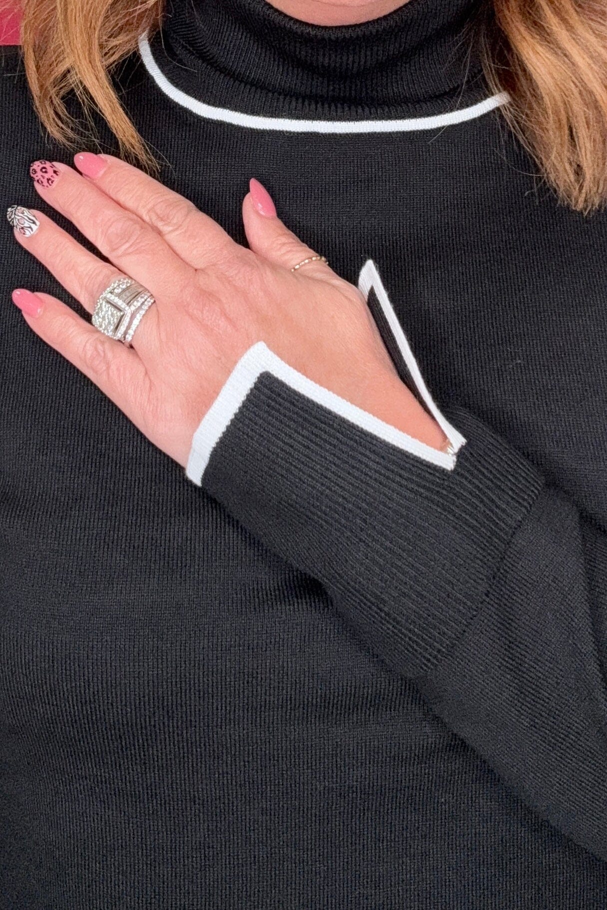 Long Sleeve Turtle Neck w/Stripe Detail SWEATER KEREN HART 