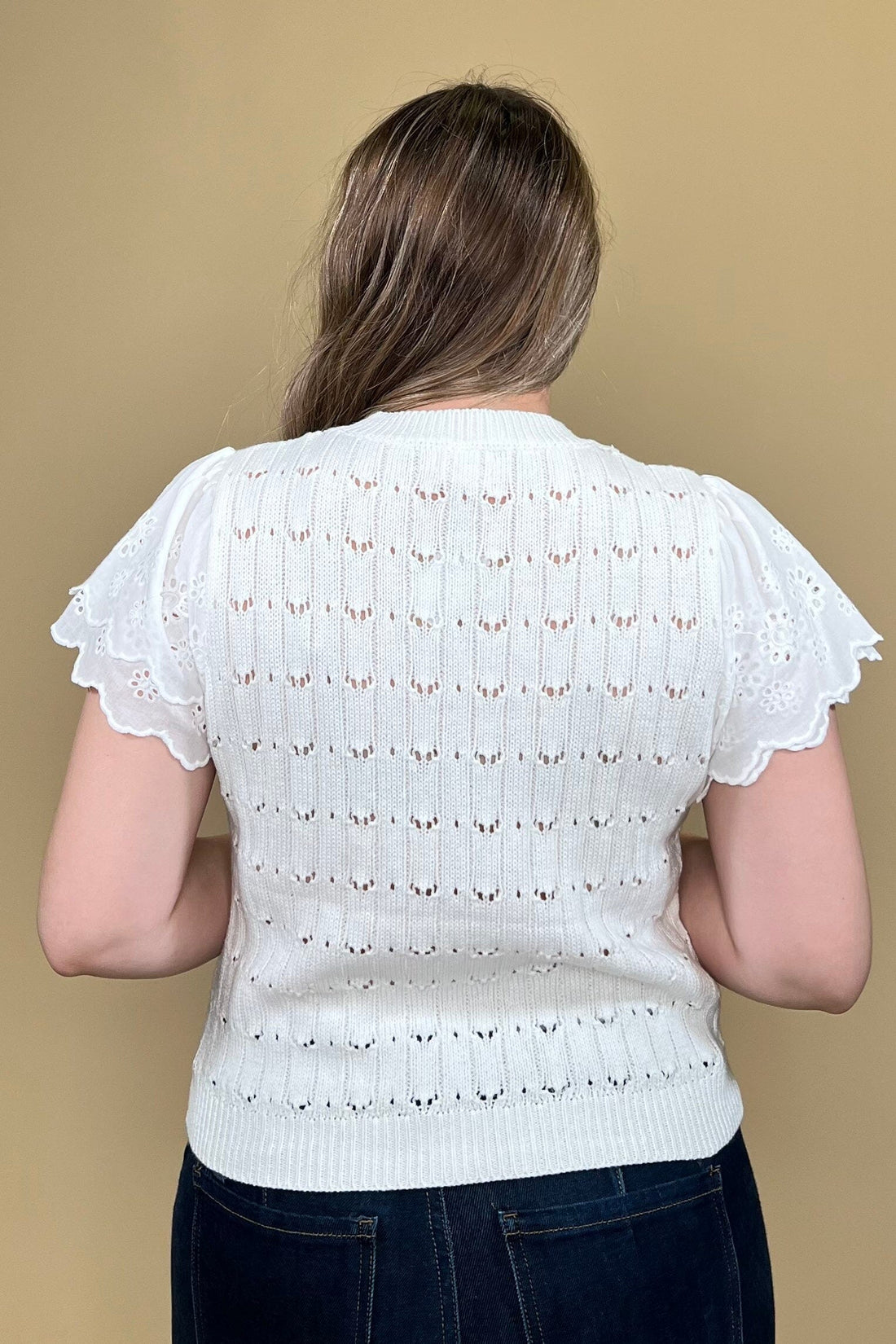 Short Eyelet Sleeve Sweater JR TOP DRESSY DREAMERS 