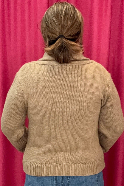 Long Sleeve Shawl Collar Button Down Cardigan w/Floral Embroidery OUTFIT COMPLETER DEMOCRACY 