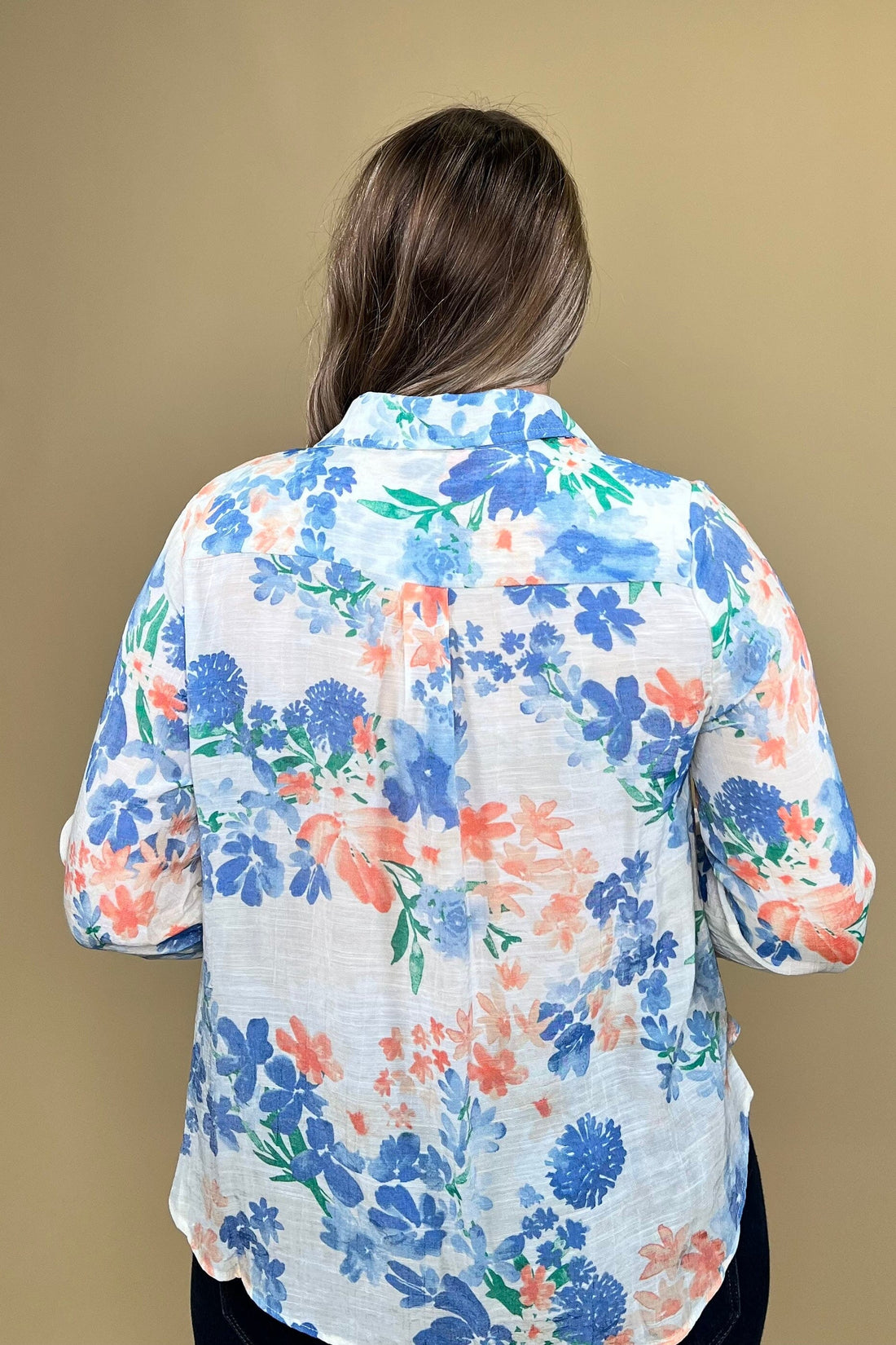 Floral Printed Button Down w/Twist MISSY TOP SPECIAL ZAC &amp; RACHEL 