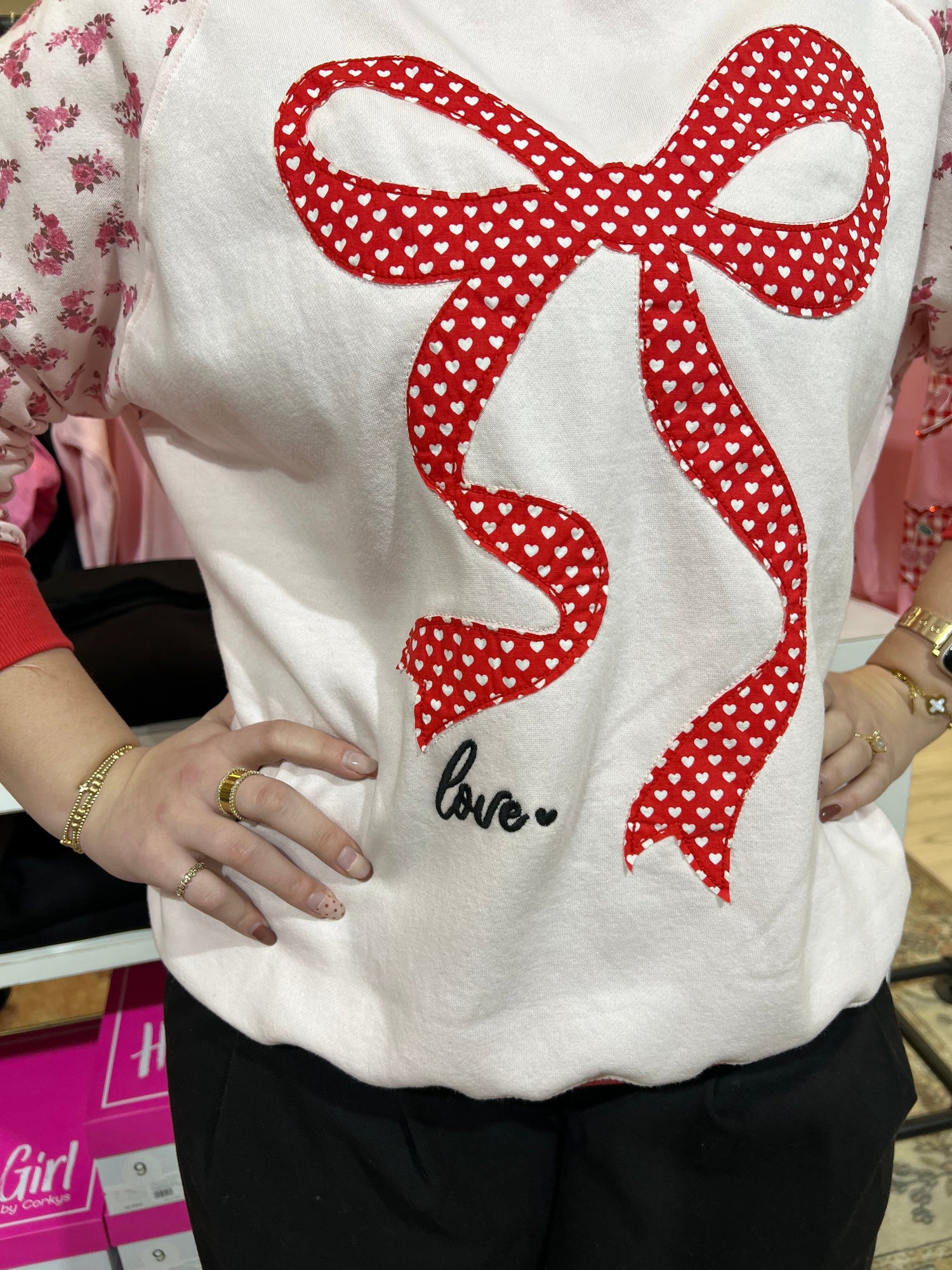 Love Ribbon Crew Neck Sweatshirt MISSY BASIC KNIT SIMPLY SOUTHERN 