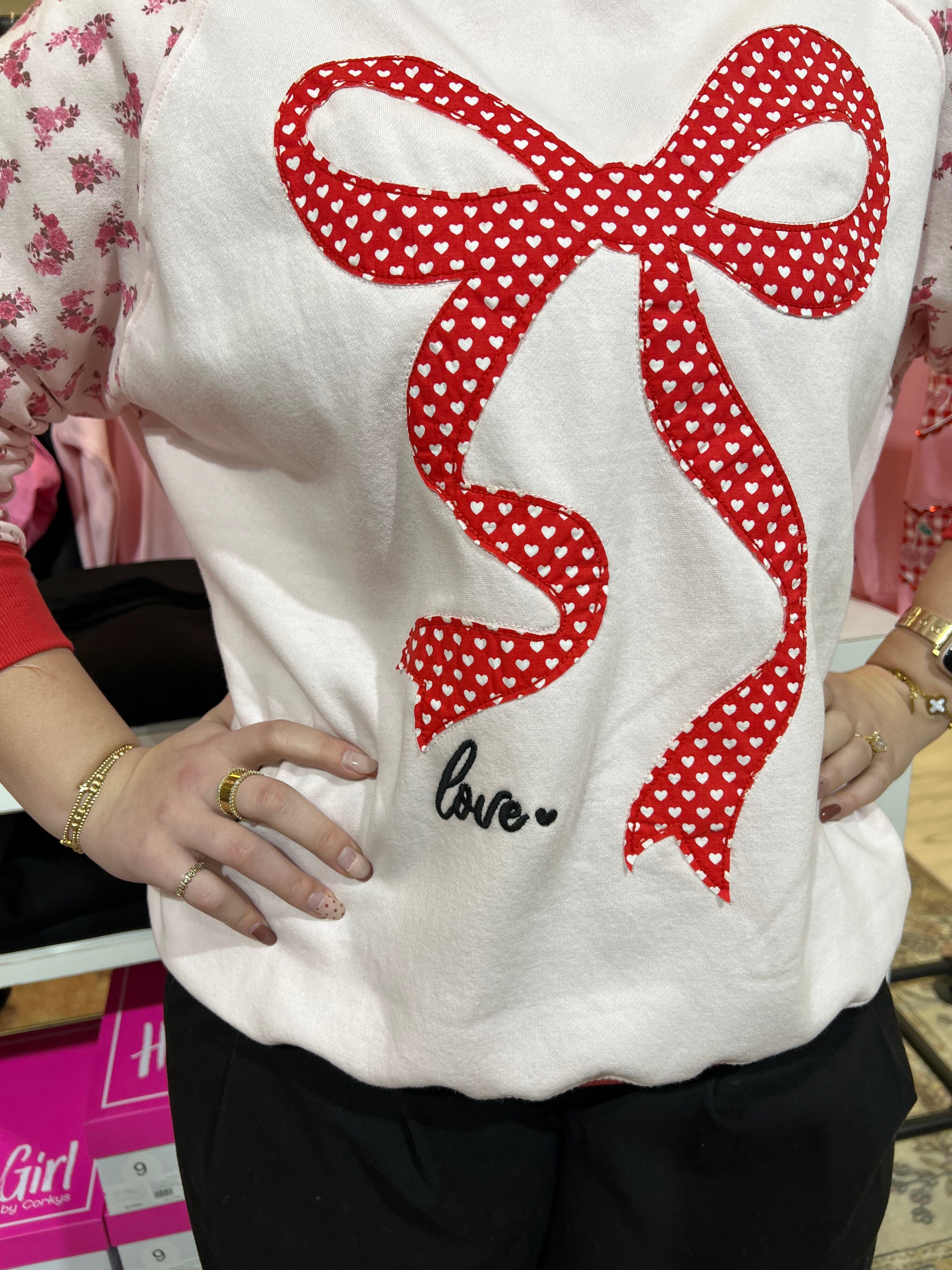 Love Ribbon Crew Neck Sweatshirt MISSY BASIC KNIT SIMPLY SOUTHERN 
