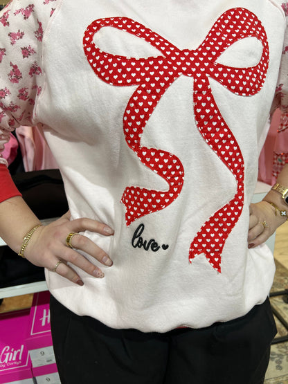 Love Ribbon Crew Neck Sweatshirt MISSY BASIC KNIT SIMPLY SOUTHERN 