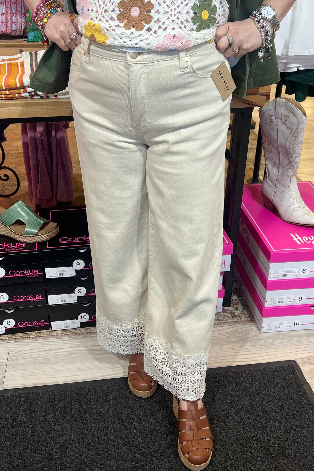 Stride Wide Leg w/Lace Trim 27" Inseam BOTTOMS LIVERPOOL