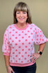 Round Neck Bubble Sleeve Polka Dot Sweatshirt JRTOP CASUAL TOP GLAM 