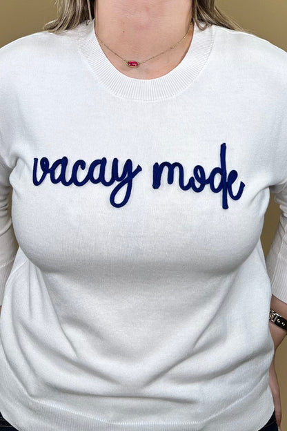 "Vacay Mode" Long Sleeve Pullover Sweatshirt MISSY TOP SPECIAL ZAC &amp; RACHEL 