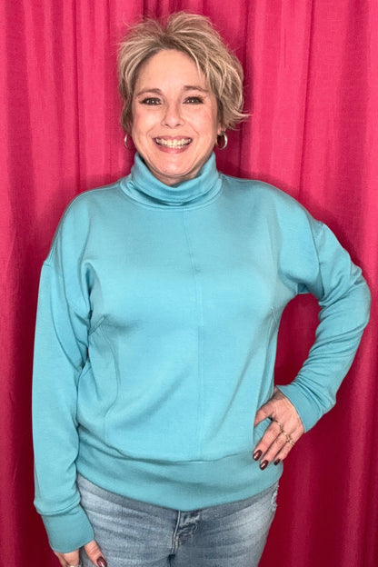 Long Sleeve Funnel Neck Top MISSY BASIC KNIT TRIBAL MISTBLUE XS 