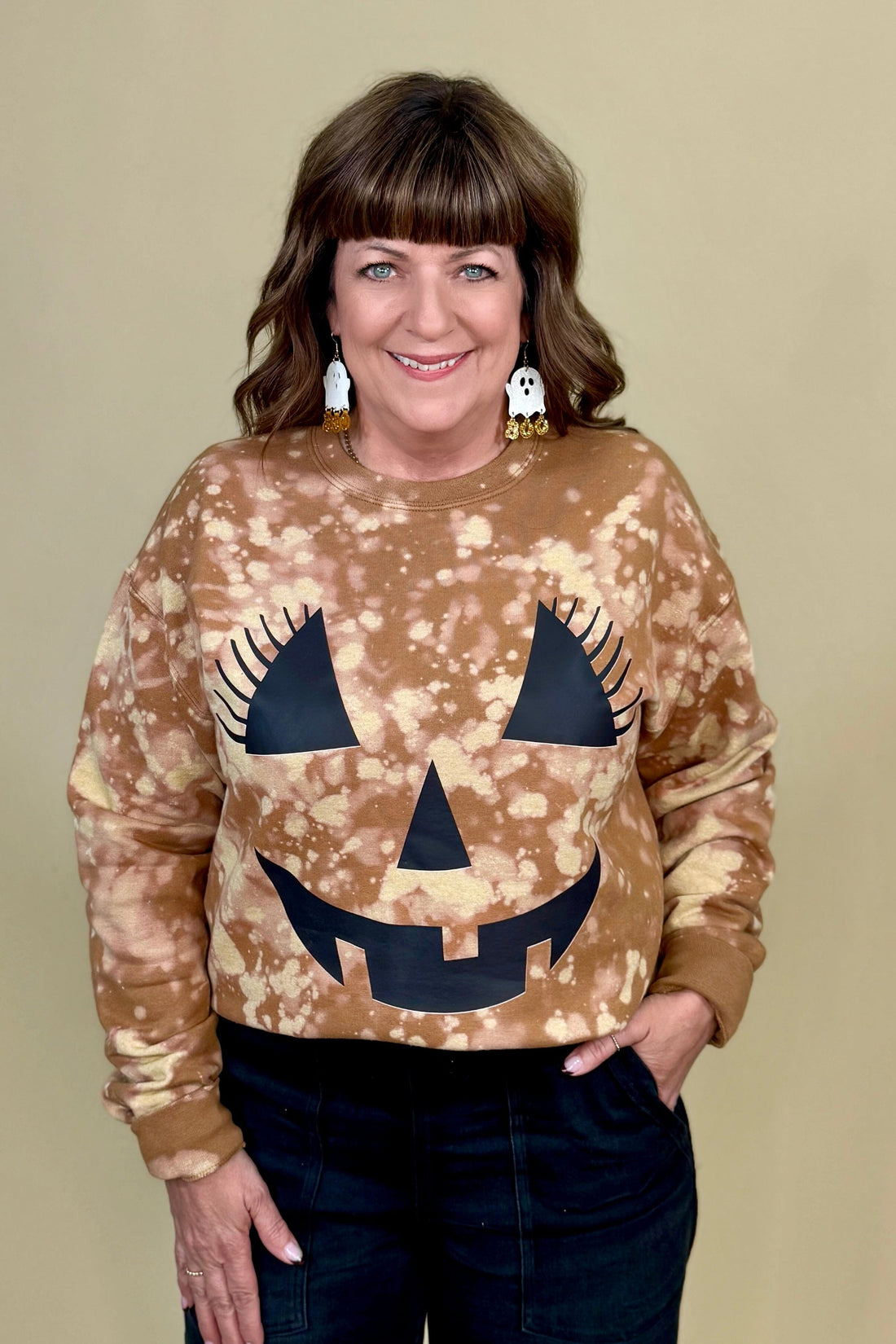 Big Pumpkin Face Sweatshirt MISSY BASIC KNIT:~~Unassigned~~ ENVEE MEE 