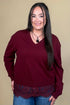 Long Lace Hem Sweater SWEATER:~~Unassigned~~ LOVETREE WINE S 