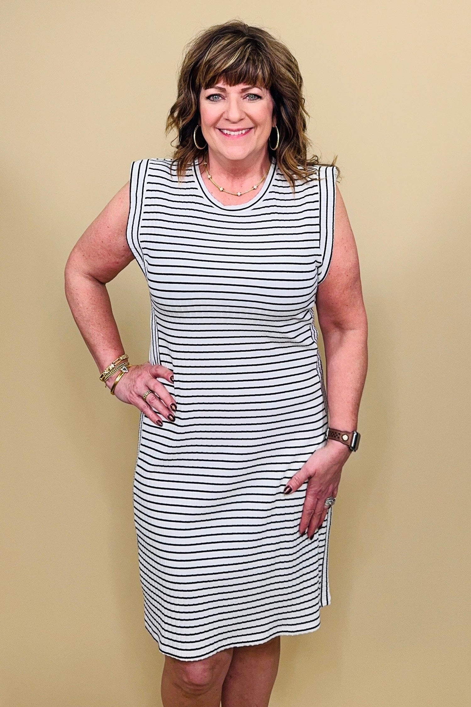 Tank Striped Dress w/Scoop Neck DRESS KEREN HART 