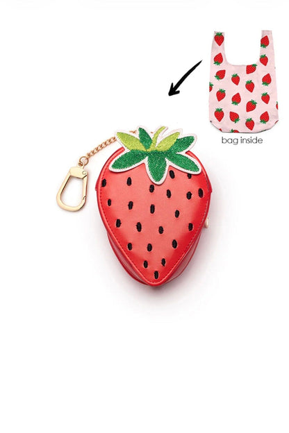 Strawberry 2 in 1 Bag Charm + Shopper Bag GIFT/OTHER LIVINGROYAL 