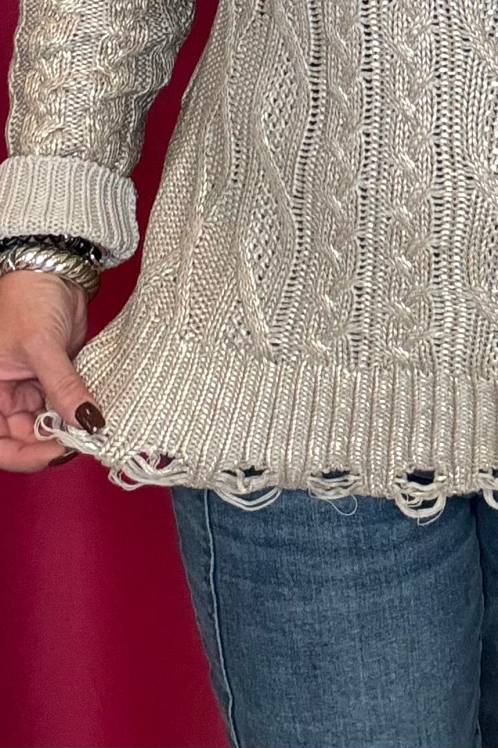 Metallic Cable Knit Sweater SWEATER Charlie B 