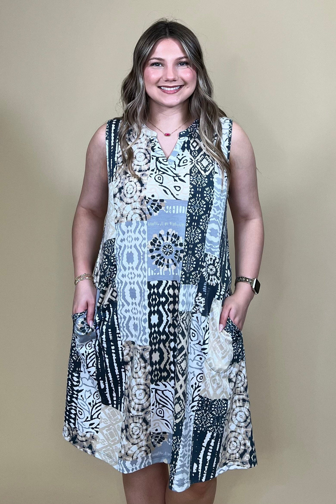 V-Neck Tank Printed Dress DRESS SOUTHERN LADY 