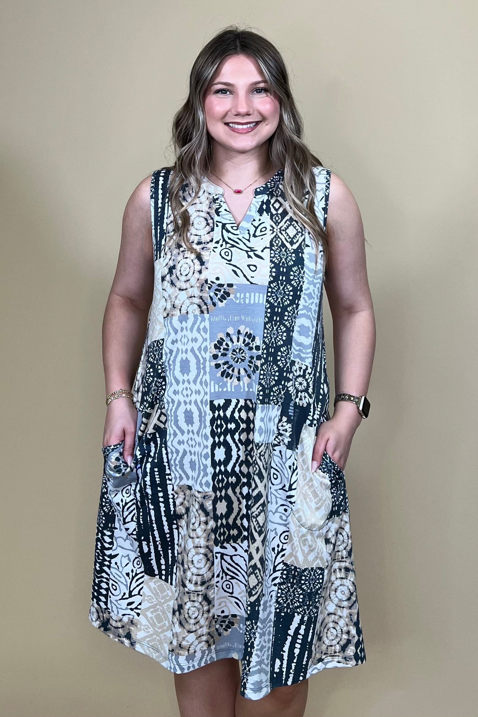 V-Neck Tank Printed Dress DRESS SOUTHERN LADY 