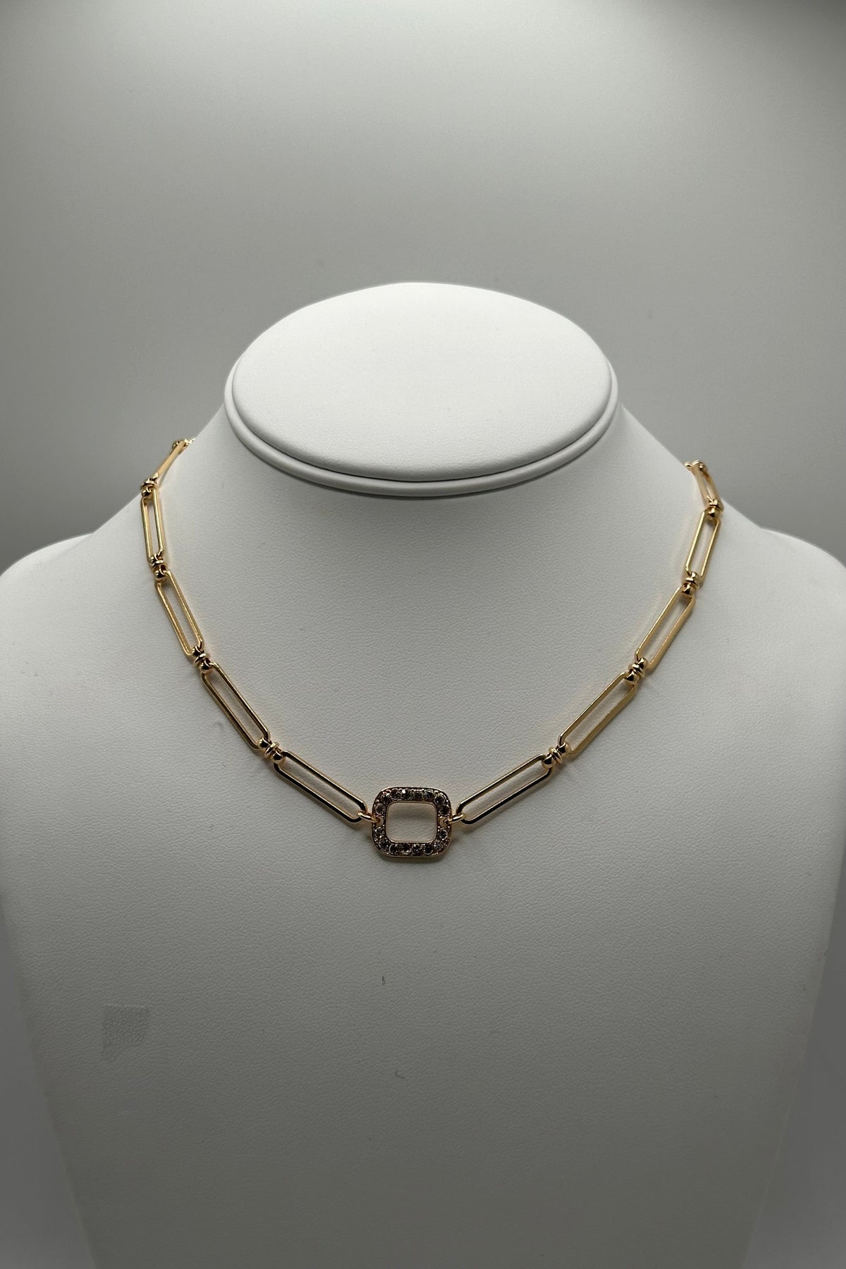 Petite Rectangle Pendant with Paperclip Chain in "On A Clear Day" - Yellow Gold BETTERBRANDJEWELRY:~~Unassigned~~ MICHALSMARIANA 