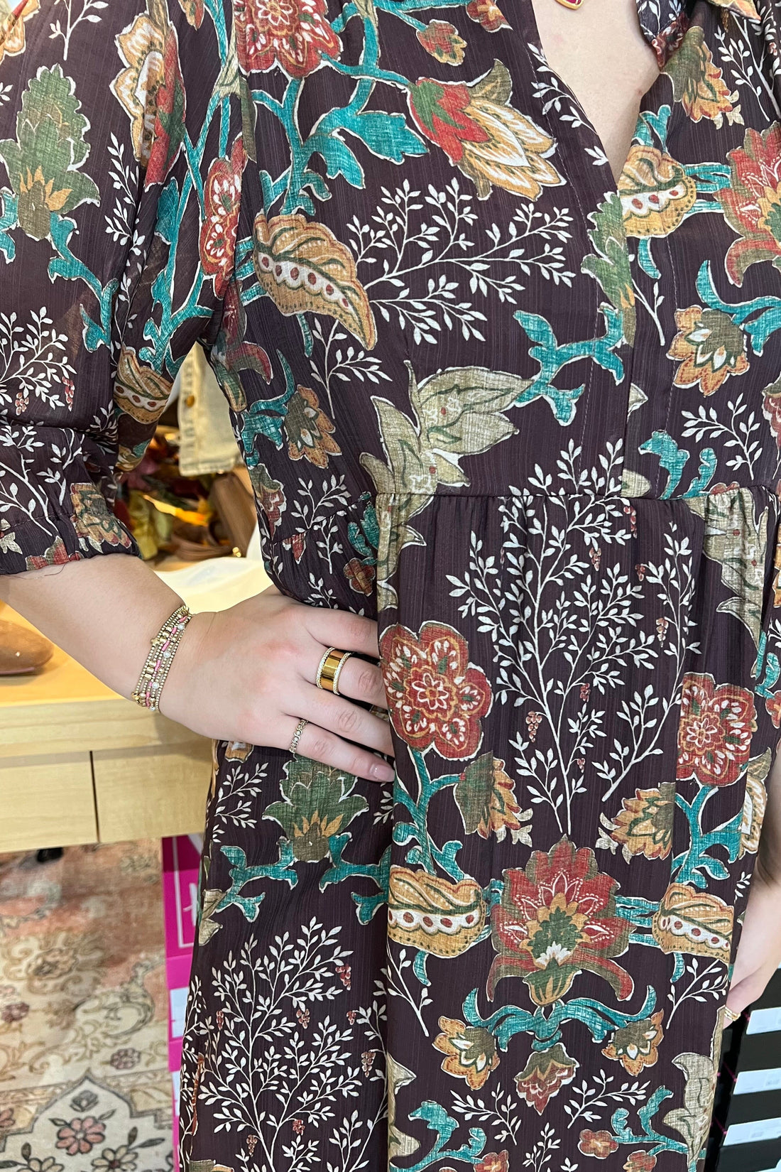 Short Sleeve Printed Dress w/Collar DRESS UMGEE 