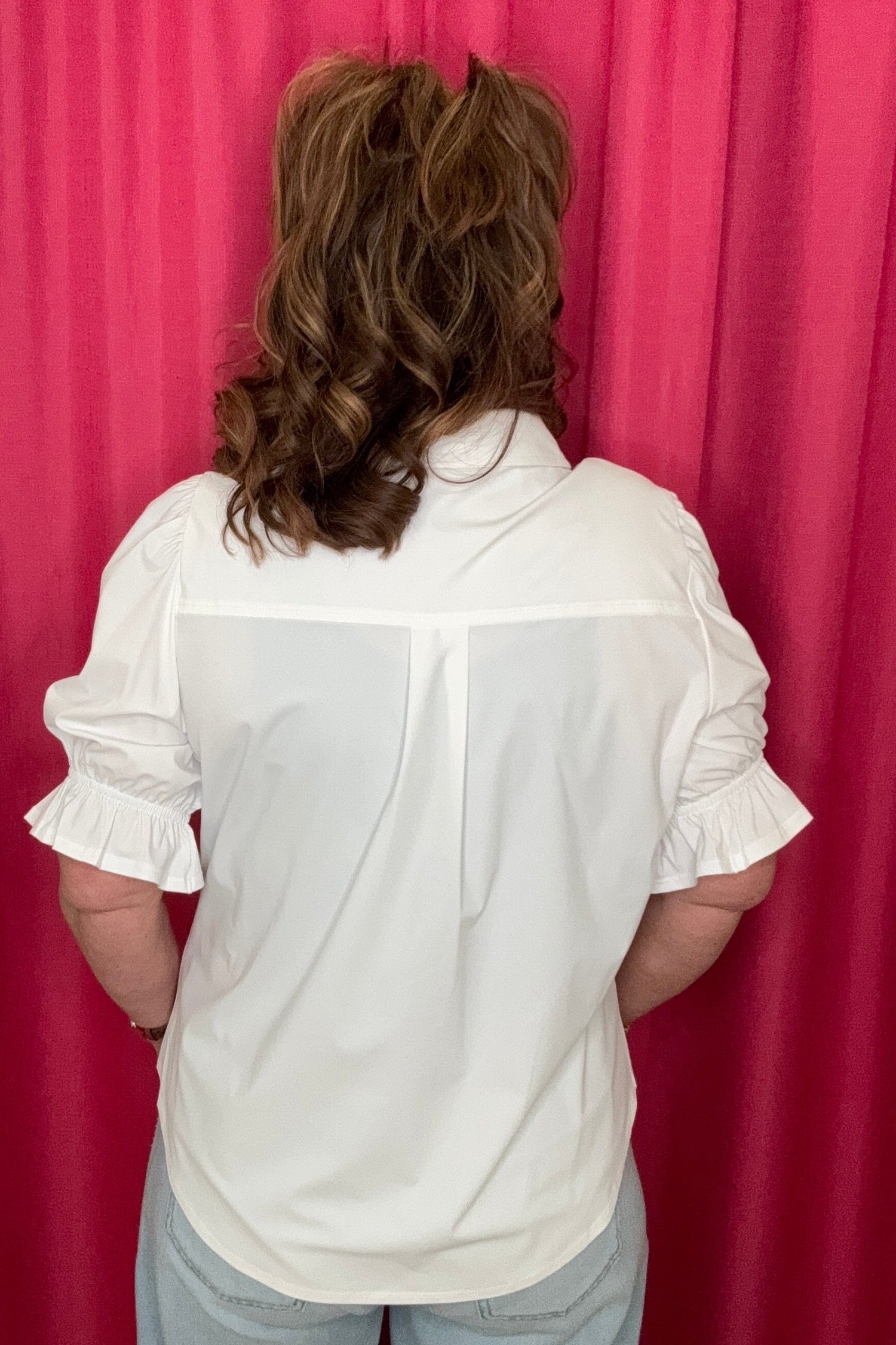 Elbow Puff Sleeve Snap Front Kint Top MISSY TOP SPECIAL LIVERPOOL 