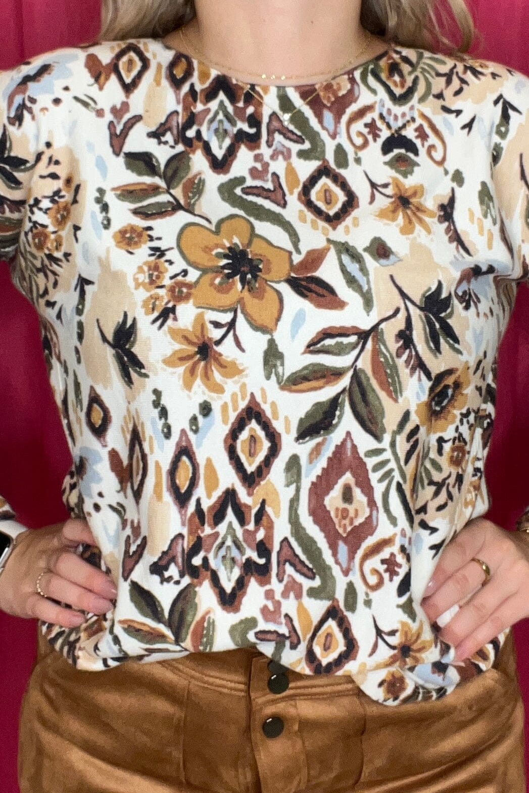 Printed Round Hem Sweater MISSY TOP SPECIAL CHARLIEB 