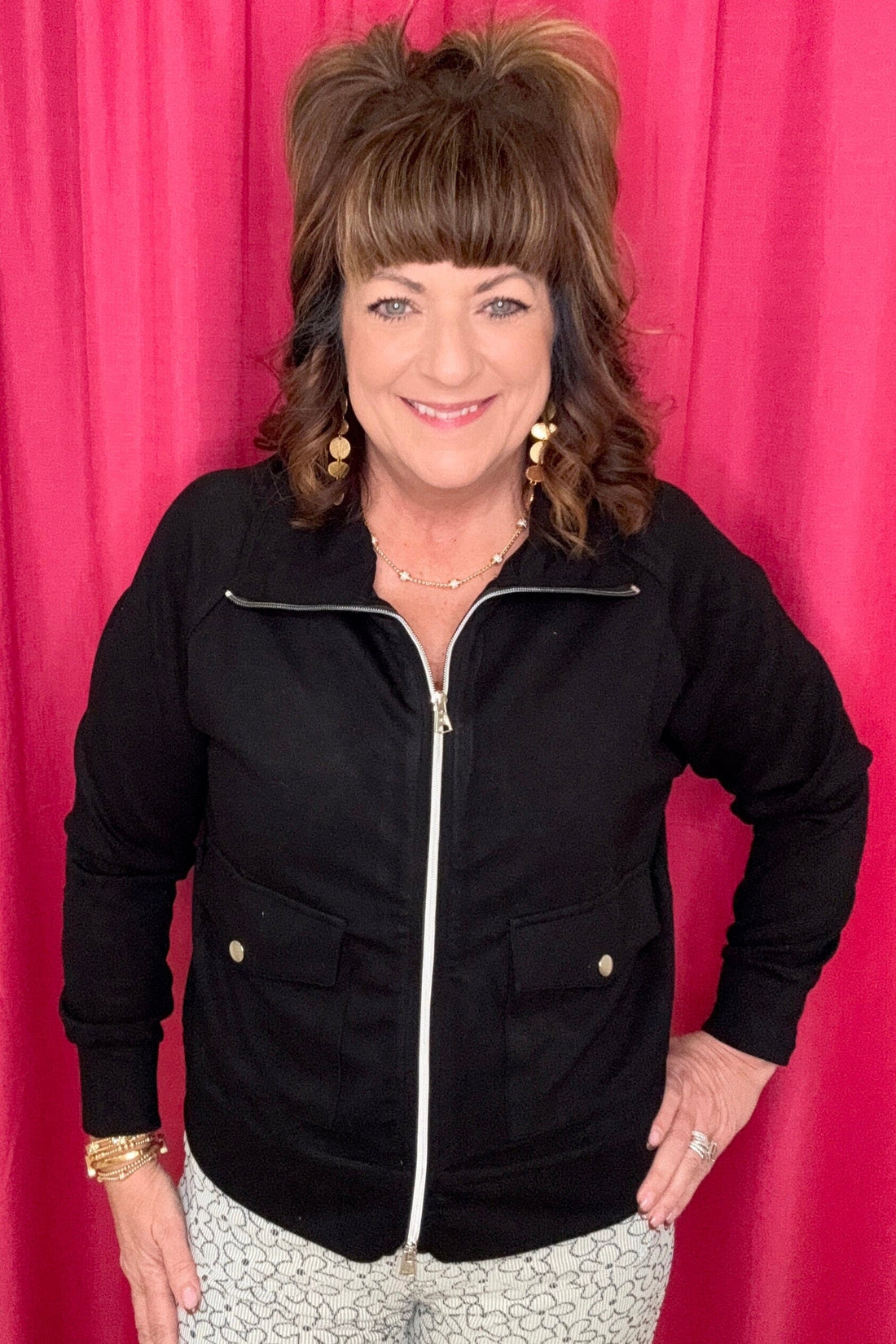 Long Sleeve Zip Up Jacket w/Pockets JACKET KEREN HART 