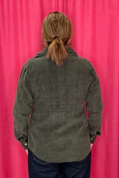 Long Sleeve Corduroy Button Down w/Pockets OUTFIT COMPLETER KEREN HART 