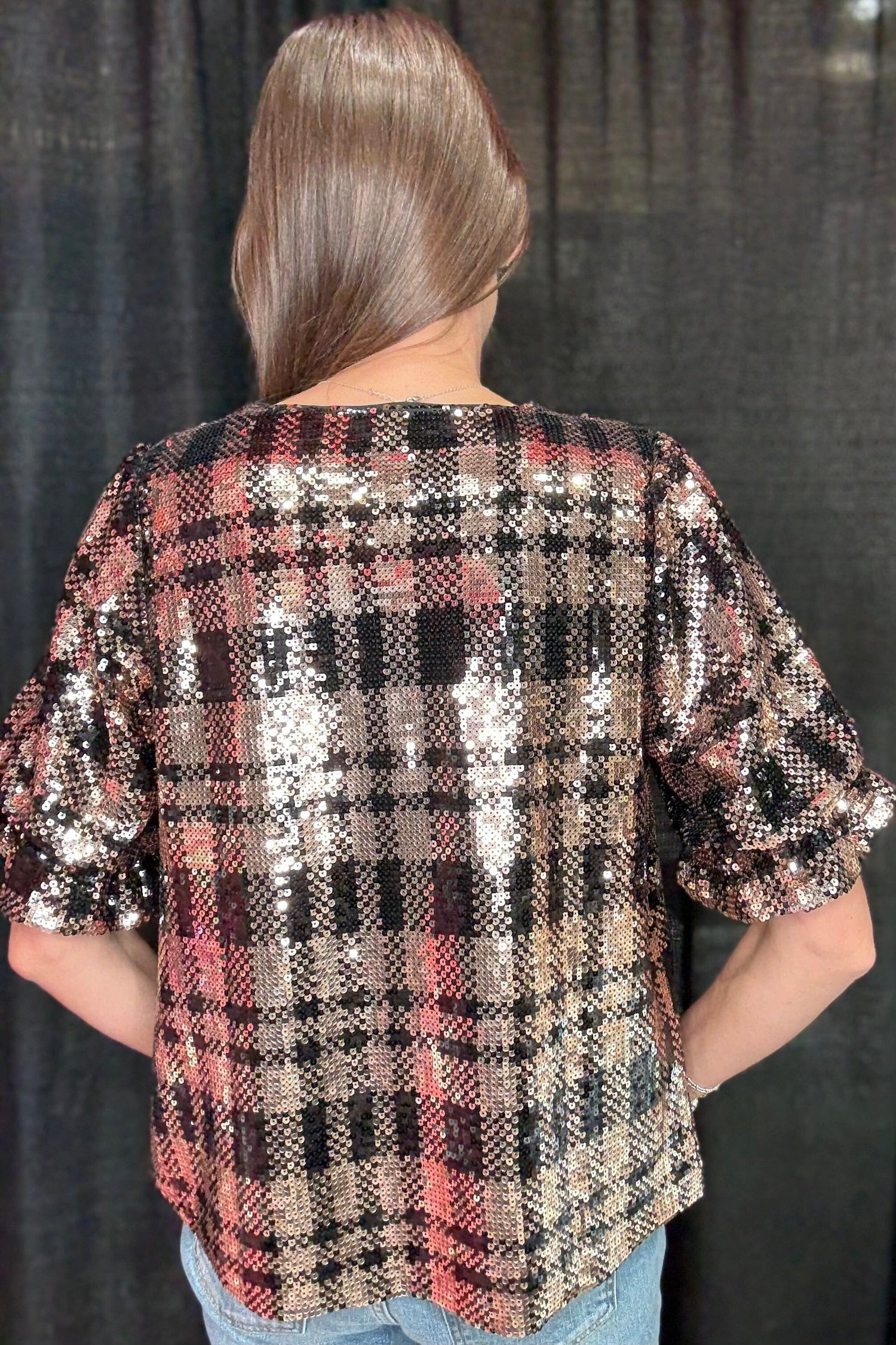 Short Ruffle Sleeve All Over Sequins JR TOP DRESSY JODIFL 