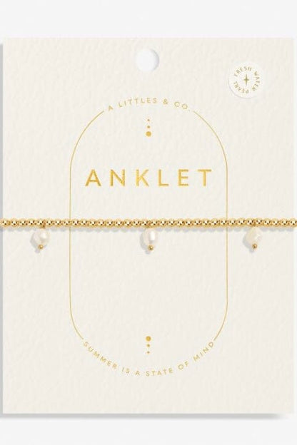 3 Pearl Gold-Tone Plated Anklet JEWELRY A LITTLES &amp; CO 