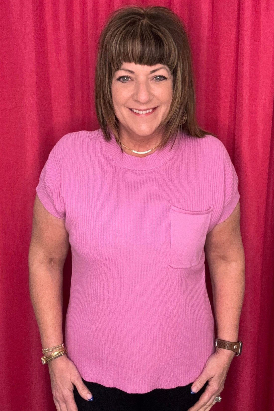 Short Sleeve Dolman Sweater w/Pocket MISSY TOP SPECIAL TRIBAL