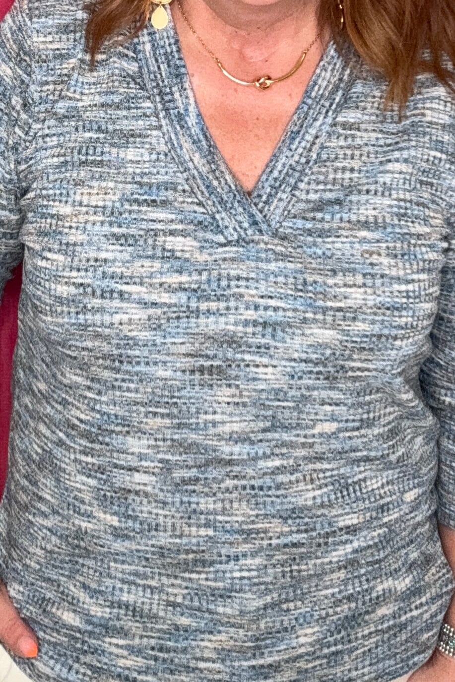 3/4 Sleeve V-Neck Knit Tee MISSY TOP SPECIAL LIVERPOOL 