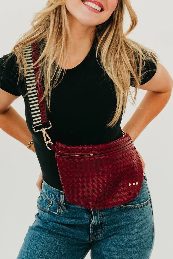 Westlyn Woven Bum Bag-Cherry Red HANDBAGS PRETTY SIMPLE 
