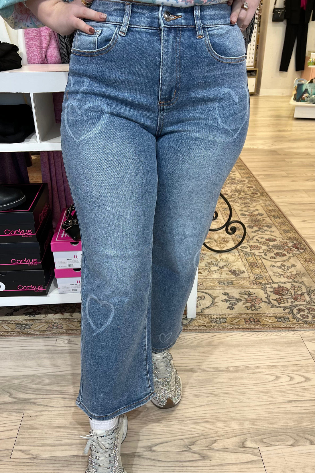 Sophia Curvy Printed Super Straight Ankle Jeans BOTTOMS TRIBAL 