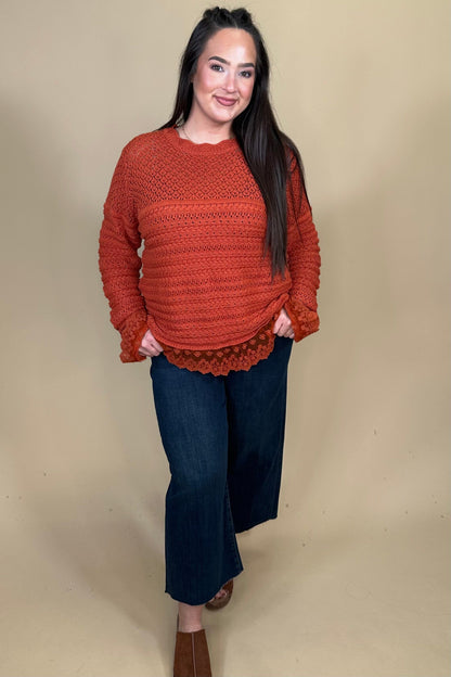 Lace Detail Sweater JRTOP CASUAL TOP:~~Unassigned~~ EASEL 