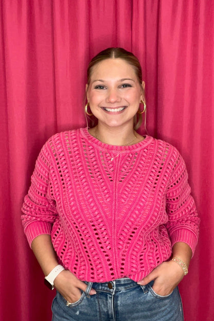 Crew Neck Sweater w/Special Wash MISSY TOP SPECIAL TRIBAL CHERRYPINK XS 