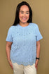 Short Sleeve Tee w/Crochet Front - Blue MISSY TOP SPECIAL ZAC & RACHEL 