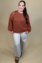 Round Neck Open Weave Top JRTOP CASUAL TOP:~~Unassigned~~ UMGEE 