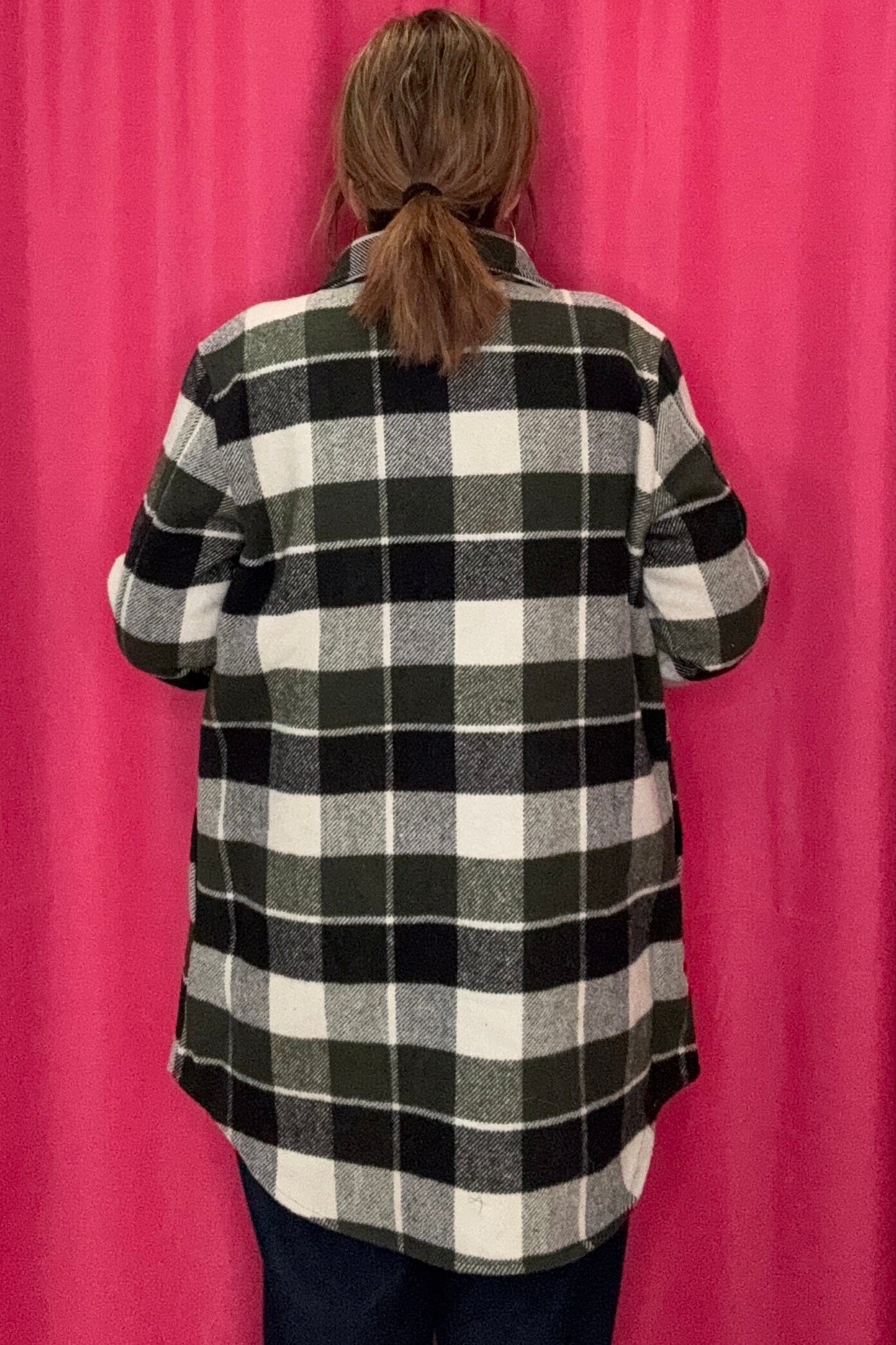 Long Sleeve Plaid Shacket JACKET KEREN HART 