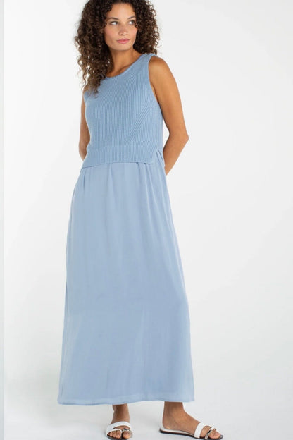 Sleeveless Crew Neck Tie Back Sweater Woven DRESS LIVERPOOL 