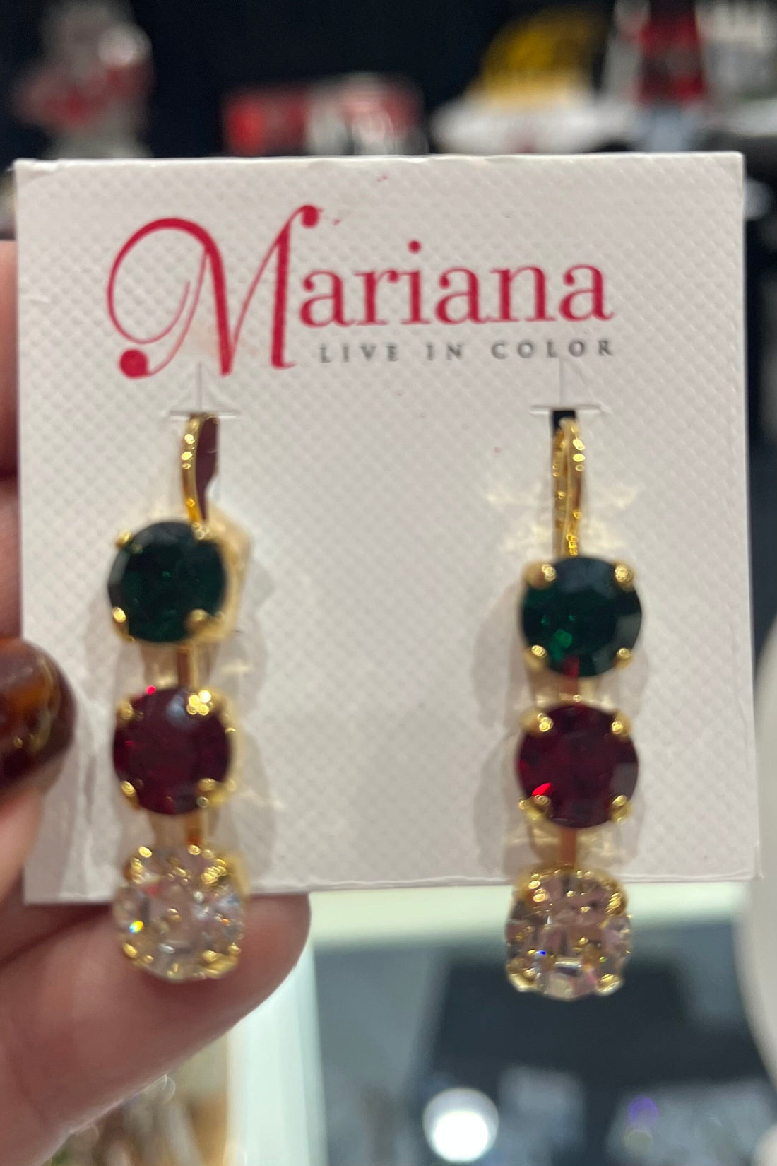 Medium Three Stone Earrings in &quot;Holly&quot; BETTERBRANDJEWELRY Mariana 