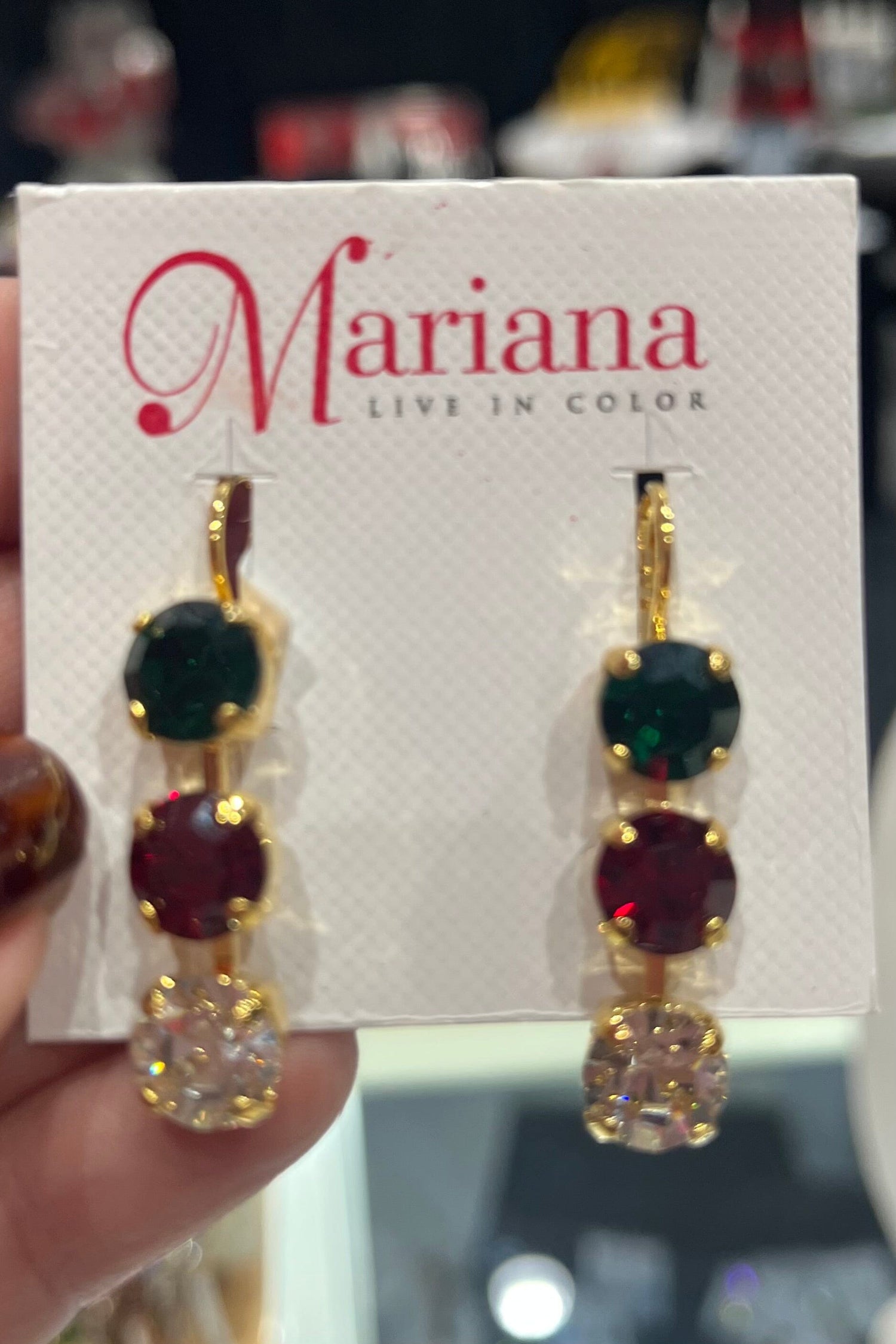Medium Three Stone Earrings in &quot;Holly&quot; BETTERBRANDJEWELRY Mariana 