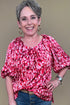 Abstract Print Puff Sleeve Round Neck Blouse JR TOP DRESSY UMGEE 