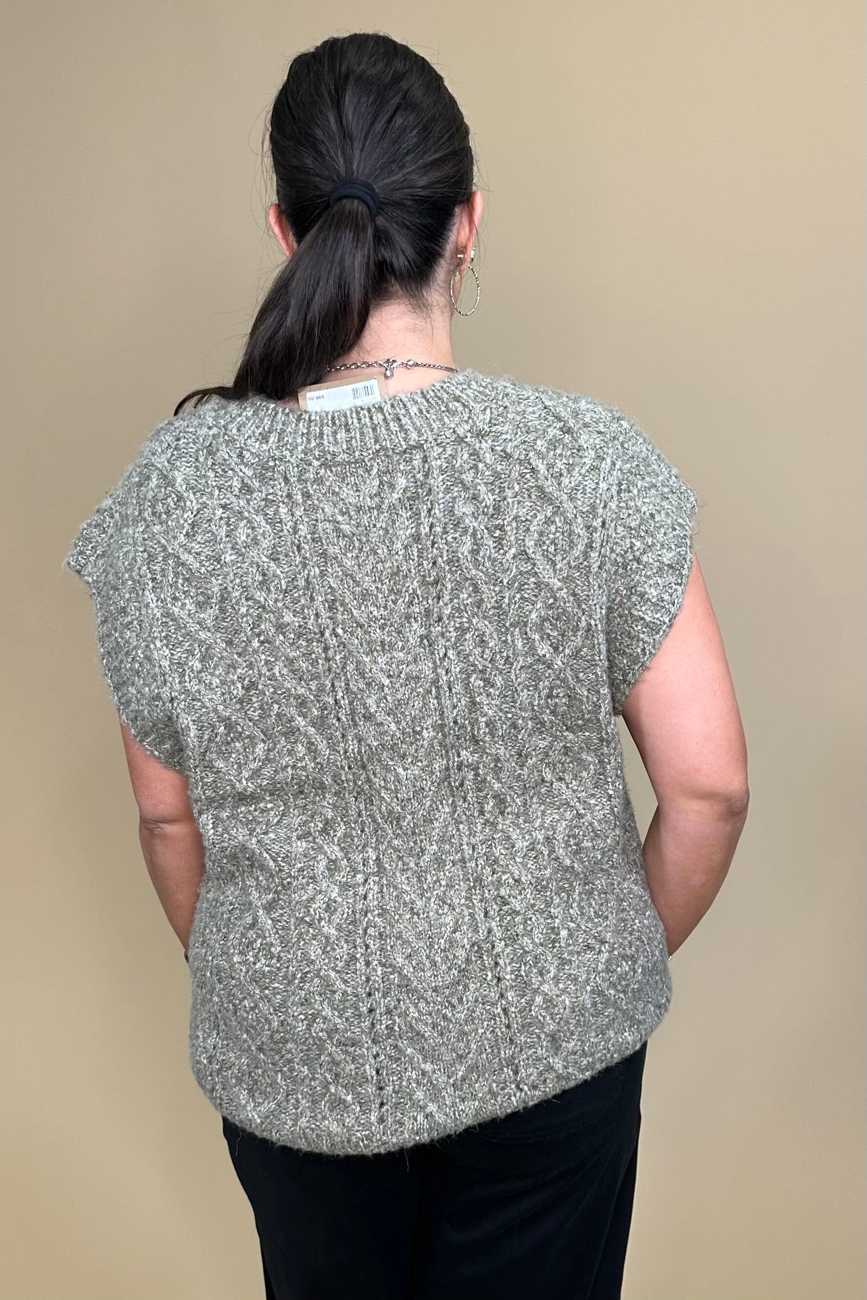 Sleeveless Cable Knit Sweater Vest SWEATER ALLIE &amp; ROSE 