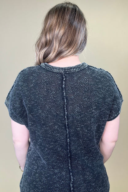 Sleeveless Boxy Scoop Neck Sweater w/Center Seam JRTOP CASUAL TOP VERYJ 
