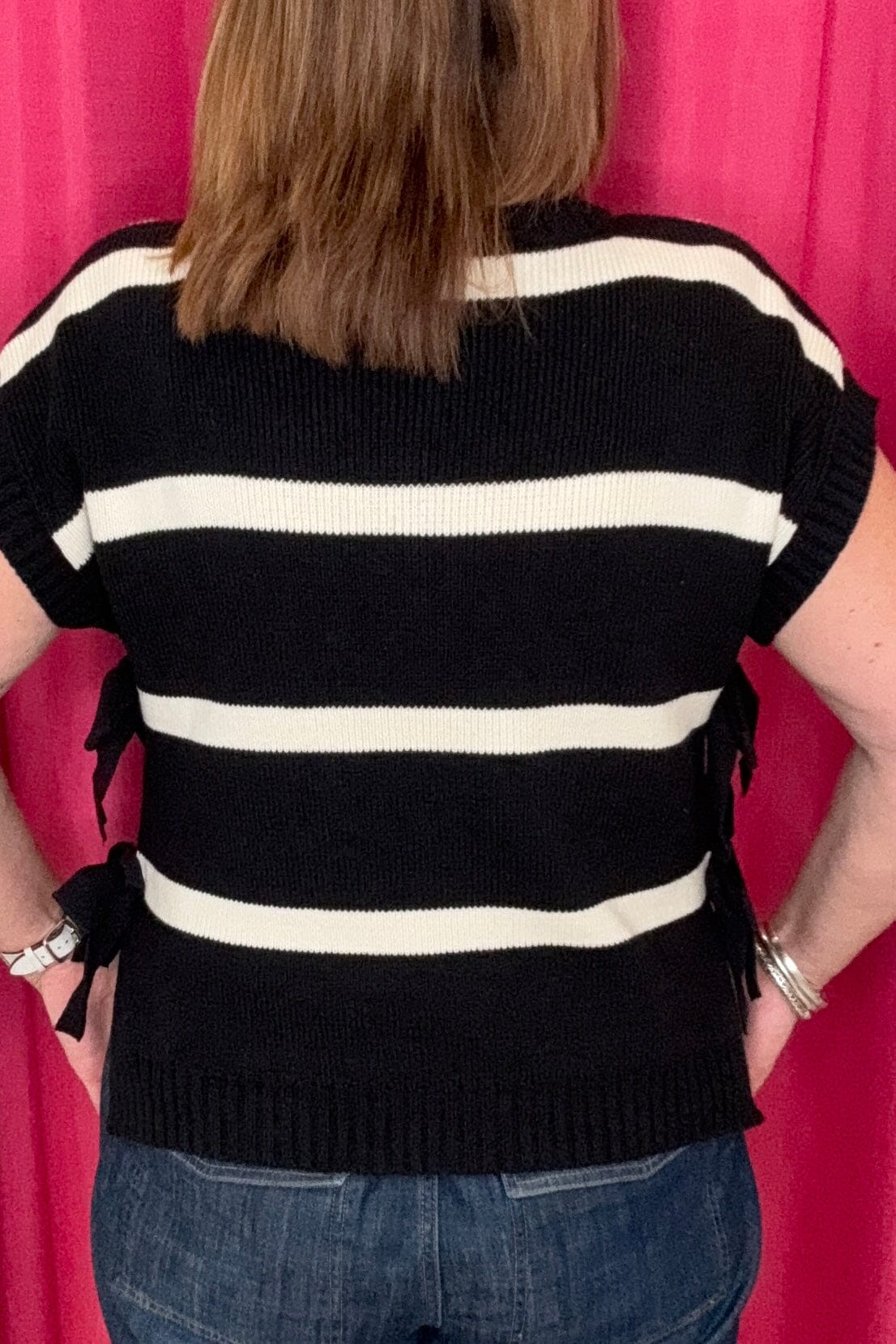 Short Sleeve Sweater w/Side Ties JRTOP CASUAL TOP BLUPEPPER 