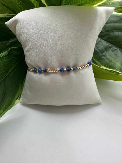 Enewton Gemstone Gold Joy Pattern 3mm Bead Bracelet- Lapis JEWELRY ENEWTON 