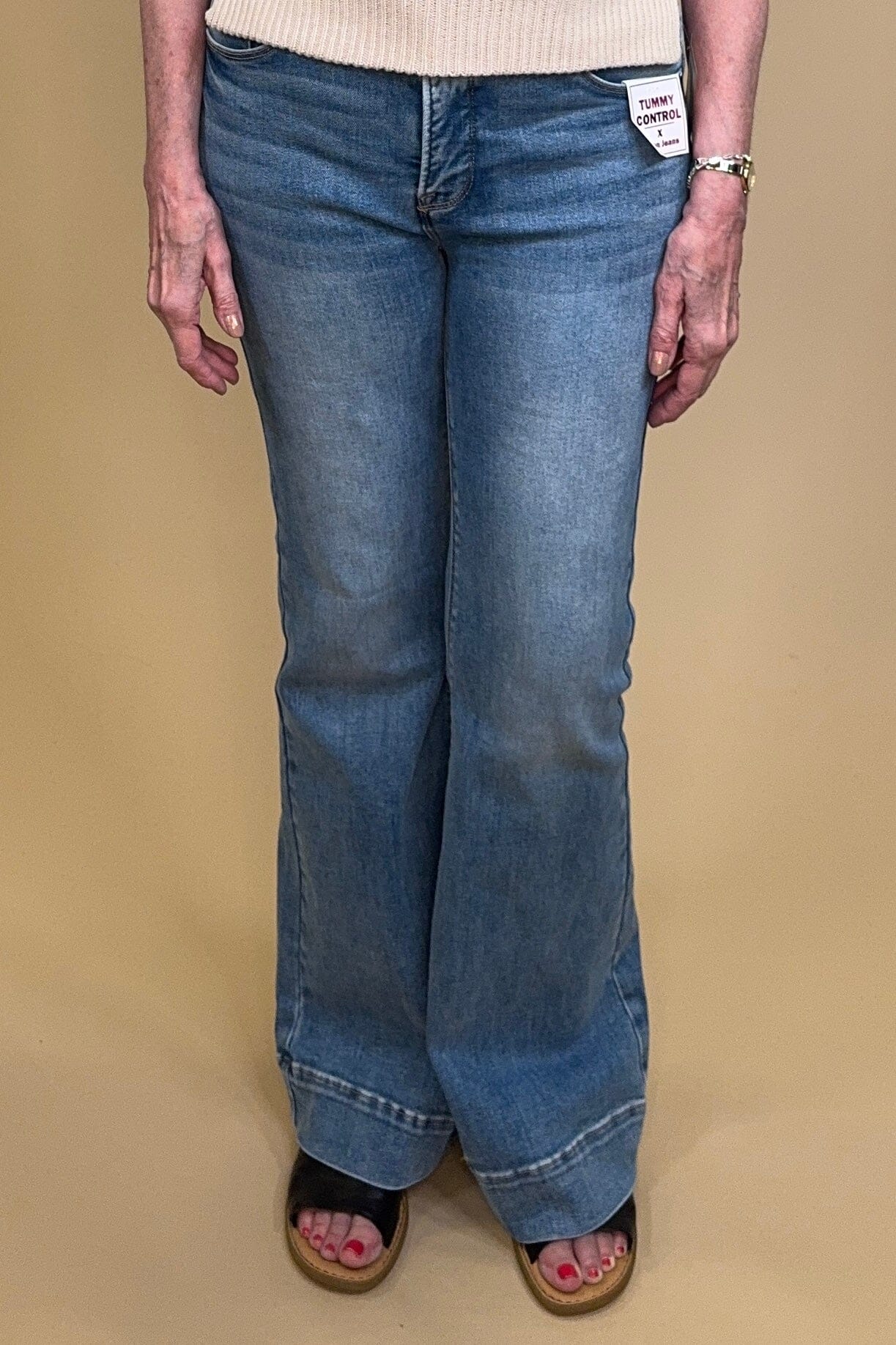 Tummy Control Comfort Waist High Rise Flare Jeans JEANS RISEN 