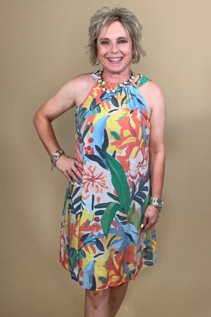 Sleeveless Floral Dress w/Gathered Collar DRESS ZAC &amp; RACHEL 