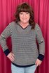 Aruni V-Neck Striped Knit Top with Hood JRTOP CASUAL TOP COCO+CARMEN 