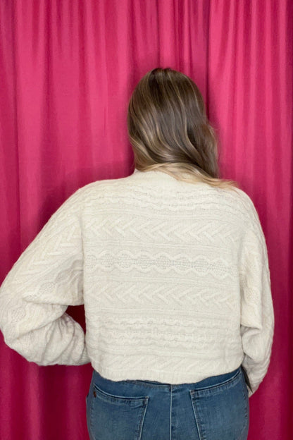 Cozy Brushed Cable Knit Cropped Sweater SWEATER ALLIE &amp; ROSE 