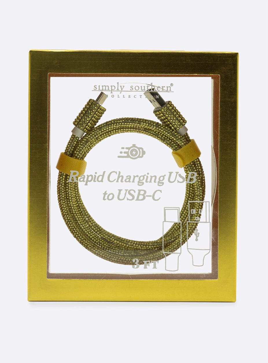 Rapid Charging USB-C 3Ft Cable GIFT/OTHER SIMPLY SOUTHERN GOLD USB-C