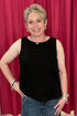 Sleeveless Linen Top w/Side Buttons MISSY TOP SPECIAL CHARLIE B BLK S 